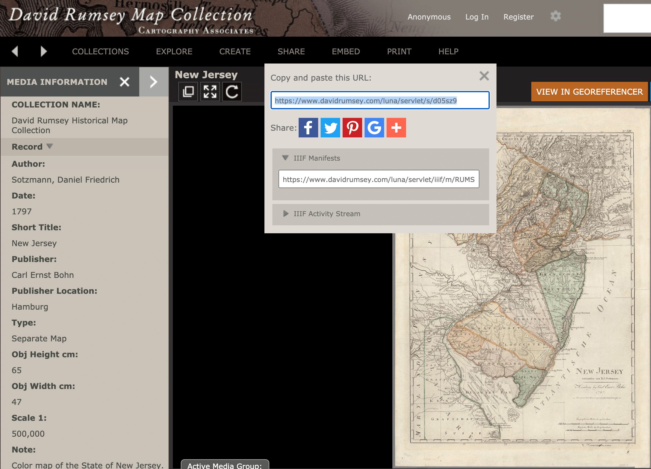 Color map of the State of New Jersey (1797)