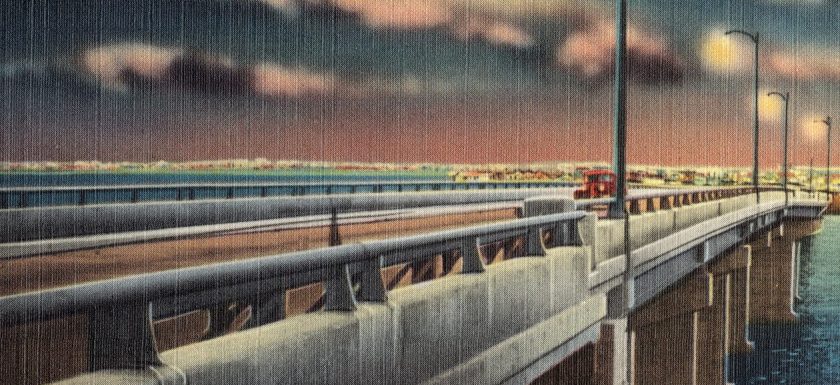 bay bridge at night, seaside heights, nj