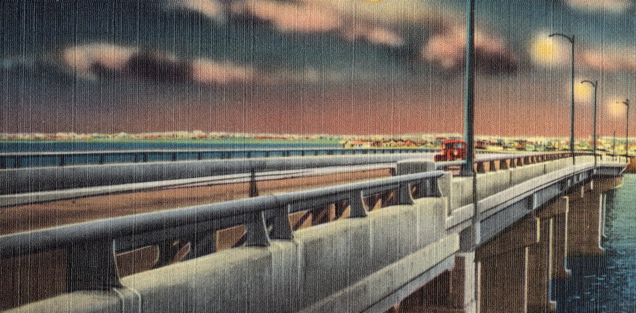 bay bridge at night, seaside heights, nj