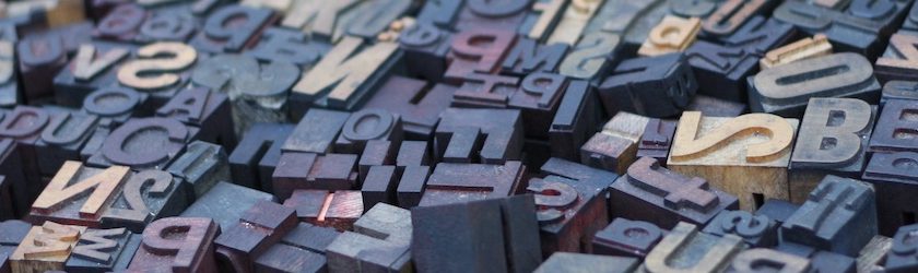 jumbled letter press letters in a box